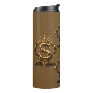 Luxury Golden Letter S Crown Diamond Monogram Thermal Tumbler