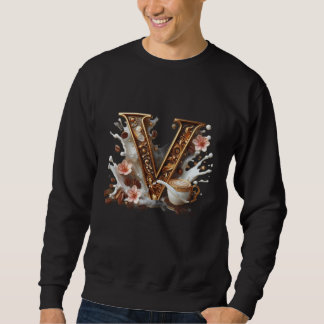 Luxury Golden Letter V Sweatshirt - Coffee Splash