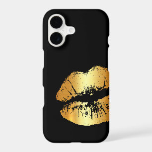 Luxury golden lips kiss