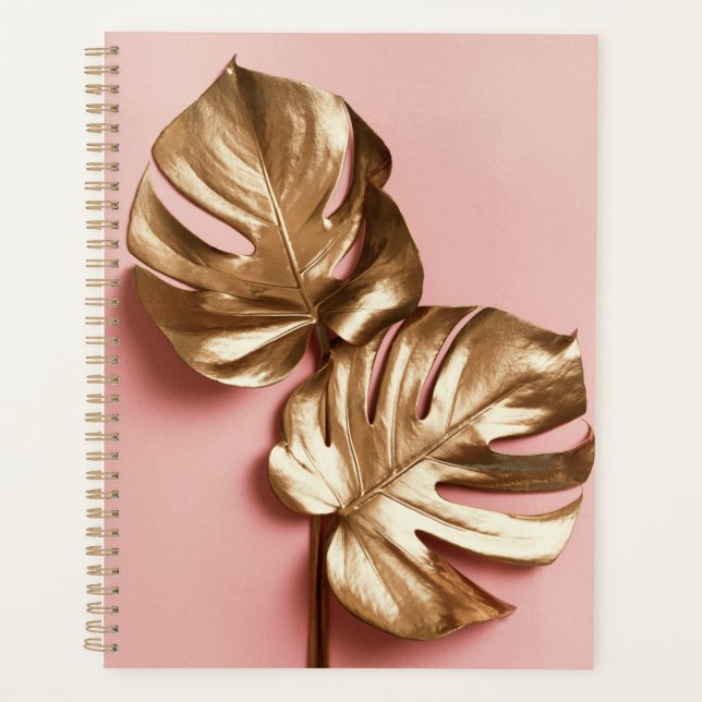 Luxury golden monstera leaves. planner (Front)