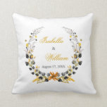 Luxury Golden Noir Wedding Monogram Cushion<br><div class="desc">Luxury golden noir wedding monogram throw pillow. The text can be changed using right the "Details" menu. To fit everything to your needs please click the "Customise" button and you can text style and colour change. Please contact me if you need help, for matching items or you have special wishes....</div>