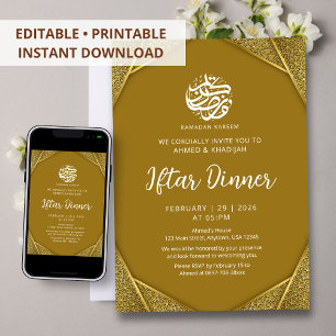 Luxury Golden Octagon Ramadan Iftar Dinner Invitation