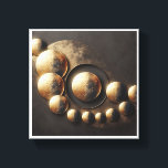Luxury Golden Orbs Abstract - Elegant Celestial Sp Canvas Print<br><div class="desc">A sophisticated abstract composition featuring textured golden spheres and celestial orbs arranged in a graceful arc. The contrast between the radiant metallic gold and the deep charcoal textured background creates a sense of "modern luxury" and cosmic elegance. Perfect for executive offices, high-end living rooms, or any space seeking a bold,...</div>