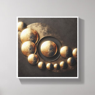 Luxury Golden Orbs Abstract - Elegant Celestial Sp Canvas Print