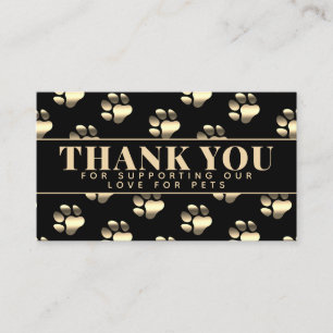 Luxury golden paws pattern thank you  square busin business card