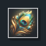 Luxury Golden Peacock Feather - Elegant Emerald an Canvas Print<br><div class="desc">A stunningly detailed abstract representation of a peacock feather, blending rich emerald greens, vibrant teals, and shimmering gold. The intricate fiber-like textures and floating golden spheres create a sense of royal elegance and magical depth against a dark, moody background. Perfect for sophisticated living rooms, luxury hotel decor, or as a...</div>