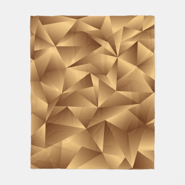 Luxury golden polygon pattern fleece blanket (Front)