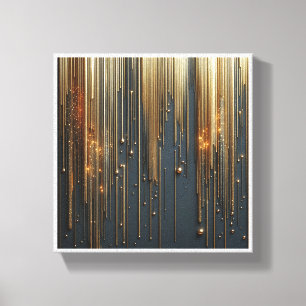 Luxury Golden Rain - Shimmering Metallic Strings a Canvas Print