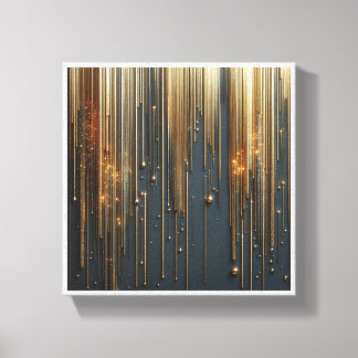 Luxury Golden Rain - Shimmering Metallic Strings a Canvas Print