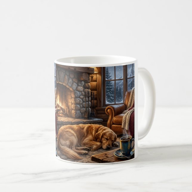 Luxury Golden Retriever Cabin Mug (Front Right)