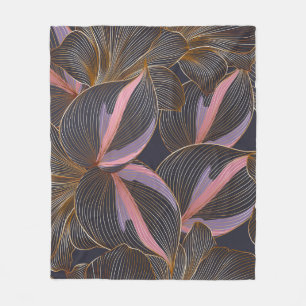 Luxury golden seamless floral background with trop fleece blanket