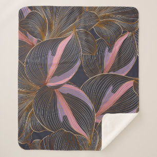 Luxury golden seamless floral background with trop sherpa blanket