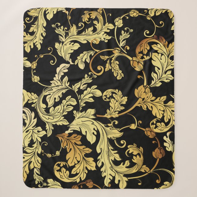 Luxury golden seamless pattern. Floral backgroundp Sherpa Blanket (Front)
