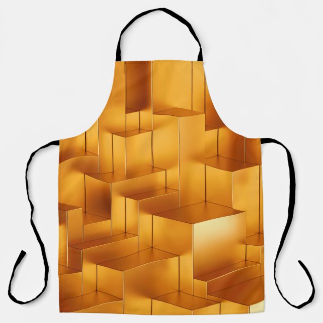 Luxury golden shapes geometric seamless pattern apron (Front)