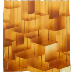 Luxury golden shapes geometric seamless pattern shower curtain