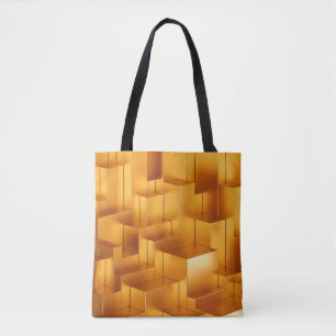 Luxury golden shapes geometric seamless pattern tote bag