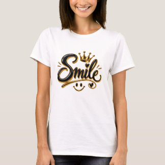 Luxury Golden Smile Typography with Crown T-Shirt