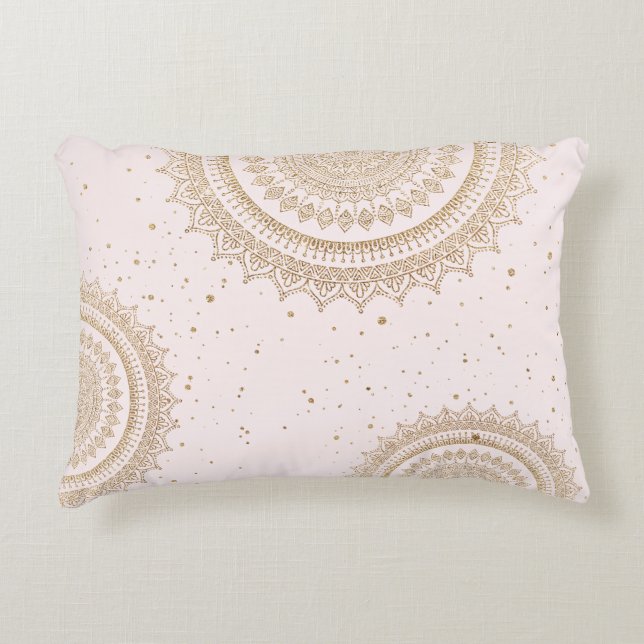 Luxury golden sparkle Mandala Decorative Cushion (Front)