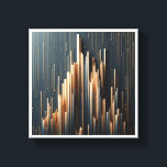 Luxury Golden Vertical Pillars - Modern Geometric Canvas Print<br><div class="desc">A powerful contemporary abstract featuring a dense arrangement of vertical golden and steel-blue pillars of varying heights. The composition is accented by delicate metallic droplets falling from above, creating a sophisticated 3D architectural effect against a dark, matte background. Ideal for executive boardrooms, luxury modern offices, or as a bold focal...</div>