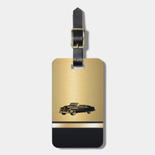 luxury golden vintage classy old car personalised luggage tag