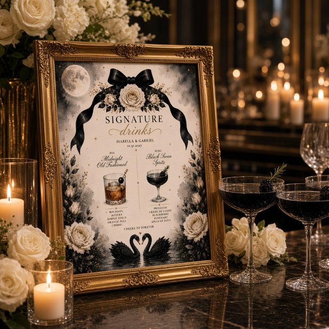 Luxury Gothic Black Bow Signature Drinks Sign  (Creator Uploaded)