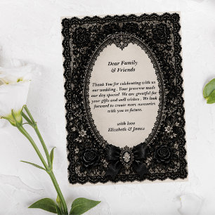 Luxury Gothic Black Lace Victorian Wedding Thank You Card
