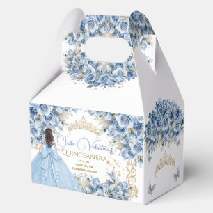 Luxury Gown Baby Blue Gold Princess Butterfly Favour Box