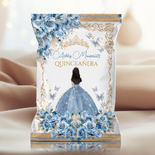 Luxury Gown Blue Gold Quinceanera Chip Bag Flyer
