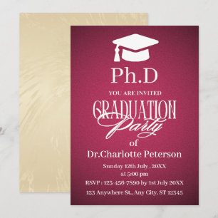 Luxury Gradient PhD Graduation Party  Invitation