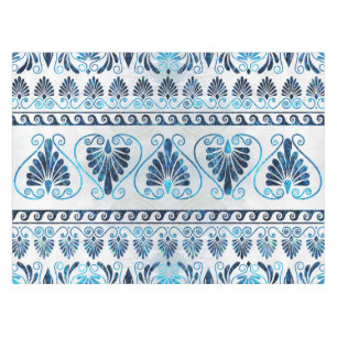 Luxury Greek Ornament Blue Gemstone and pearl Tablecloth