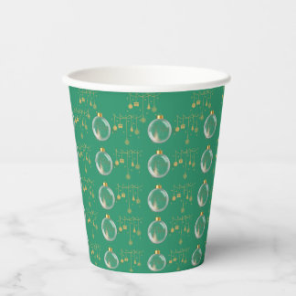 Luxury Green and Gold Bauble Christmas Paper Cups