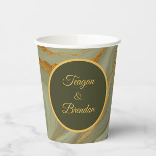 Luxury Green And Gold Onyx Stone Paper Cups
