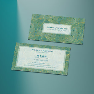 Luxury green and gold palm leaves pattern business card