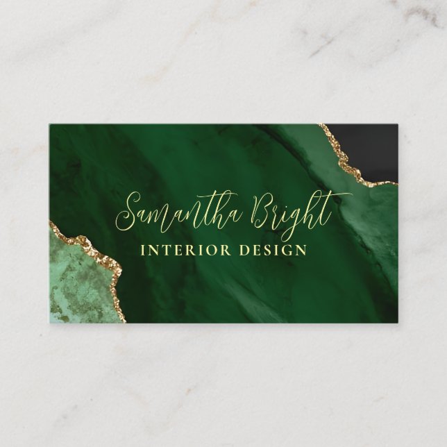 Luxury Green Emerald Business Card (Front)