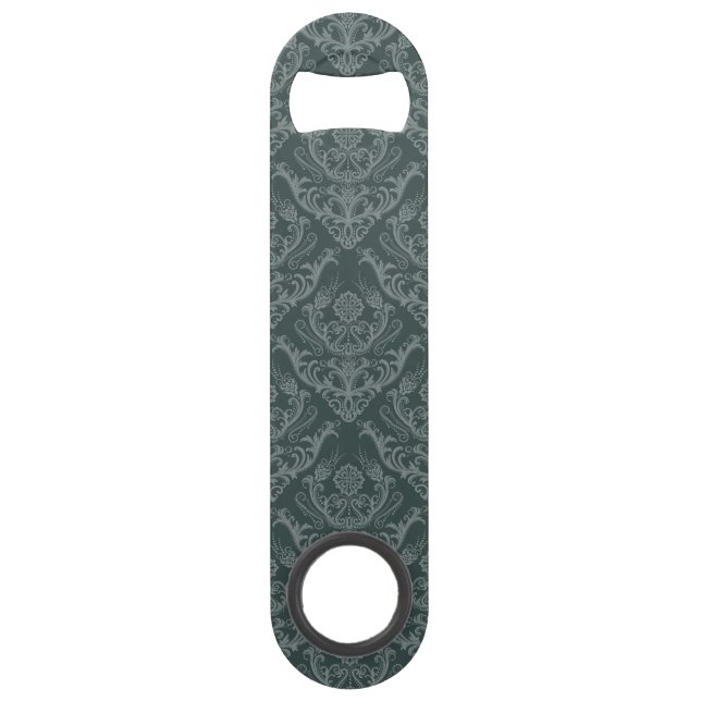 Luxury green floral damask wallpaper (Front)