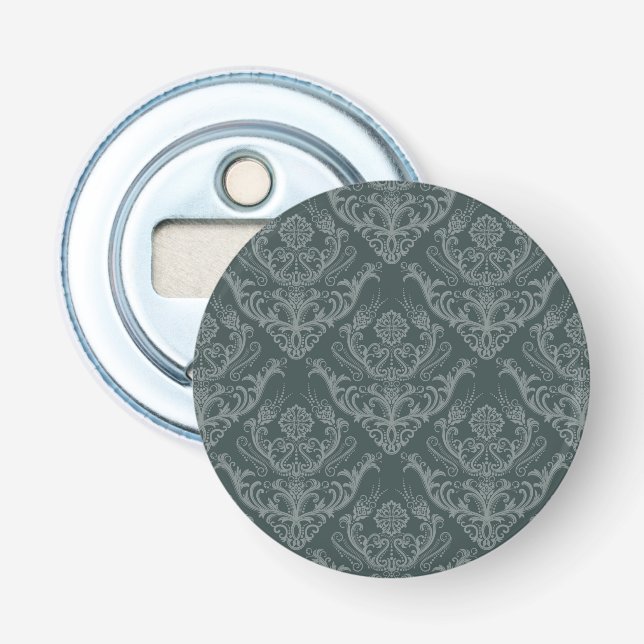 Luxury green floral damask wallpaper bottle opener (Front)