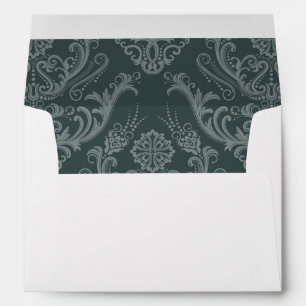 Luxury green floral damask wallpaper envelopes