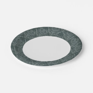 Luxury green floral damask wallpaper paper plate