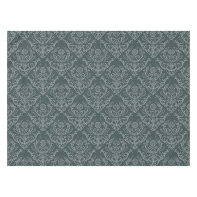 Luxury green floral damask wallpaper tablecloth (Front (Horizontal))
