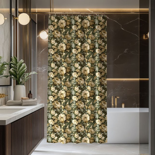 Luxury Green Gold Curtain Modern Botanical Style (Luxury Green Gold Curtain Modern Botanical Style)