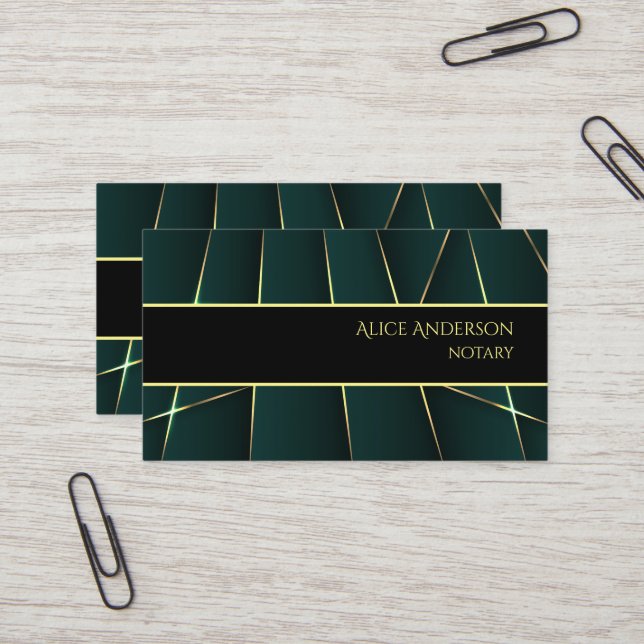 Luxury green gold elegant proffesional feminine business card (Front/Back In Situ)
