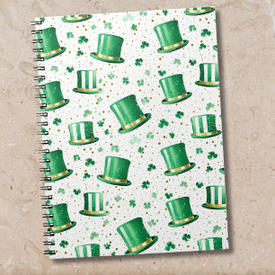 Luxury Green Gold Hats and Shamrocks White Notebook