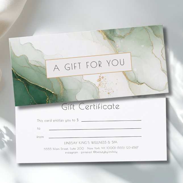 Luxury Green Gold Marble Gift Certificate (Luxury Green Gold Marble Gift Certificate)