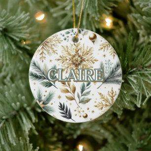 Luxury Green Gold Snowflake Holiday Elegant Ceramic Tree Decoration