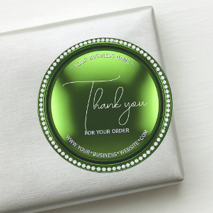 Luxury Green Metallic Diamond Business Thank You Classic Round Sticker
