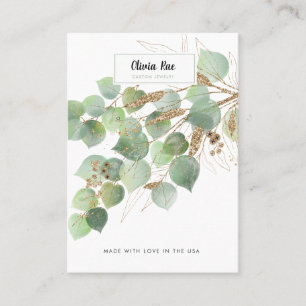 Luxury Greenery Gold Leaf Jewellery Display Card