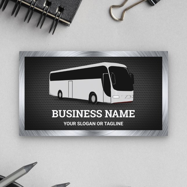 Luxury Grey Bus Sightseeing Tours Travel Agent Business Card (Creator Uploaded)