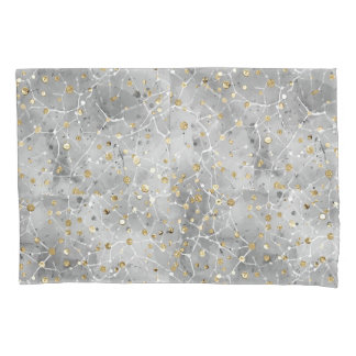 Luxury, Grey Gold Pattern  Pillowcase