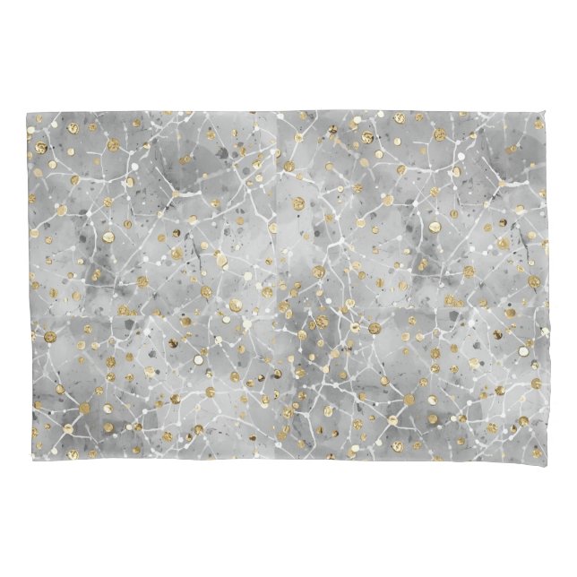 Luxury, Grey Gold Pattern  Pillowcase (Front)