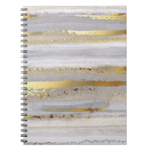 Luxury grey watercolor and gold texture notebook